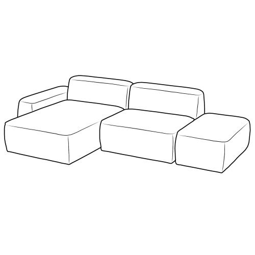 Модульный диван Маттео Комплект 6, Подлокотник, Оттоманка, Пуф и Средний модуль на заказ